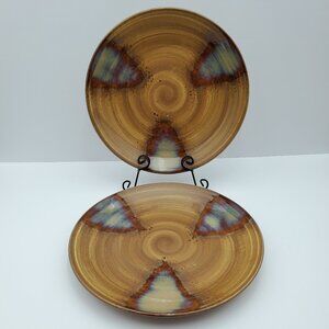 Sango Splash Brown Dinner Plates Matte Glossy Glazes Earth Tones # 4951 Plates